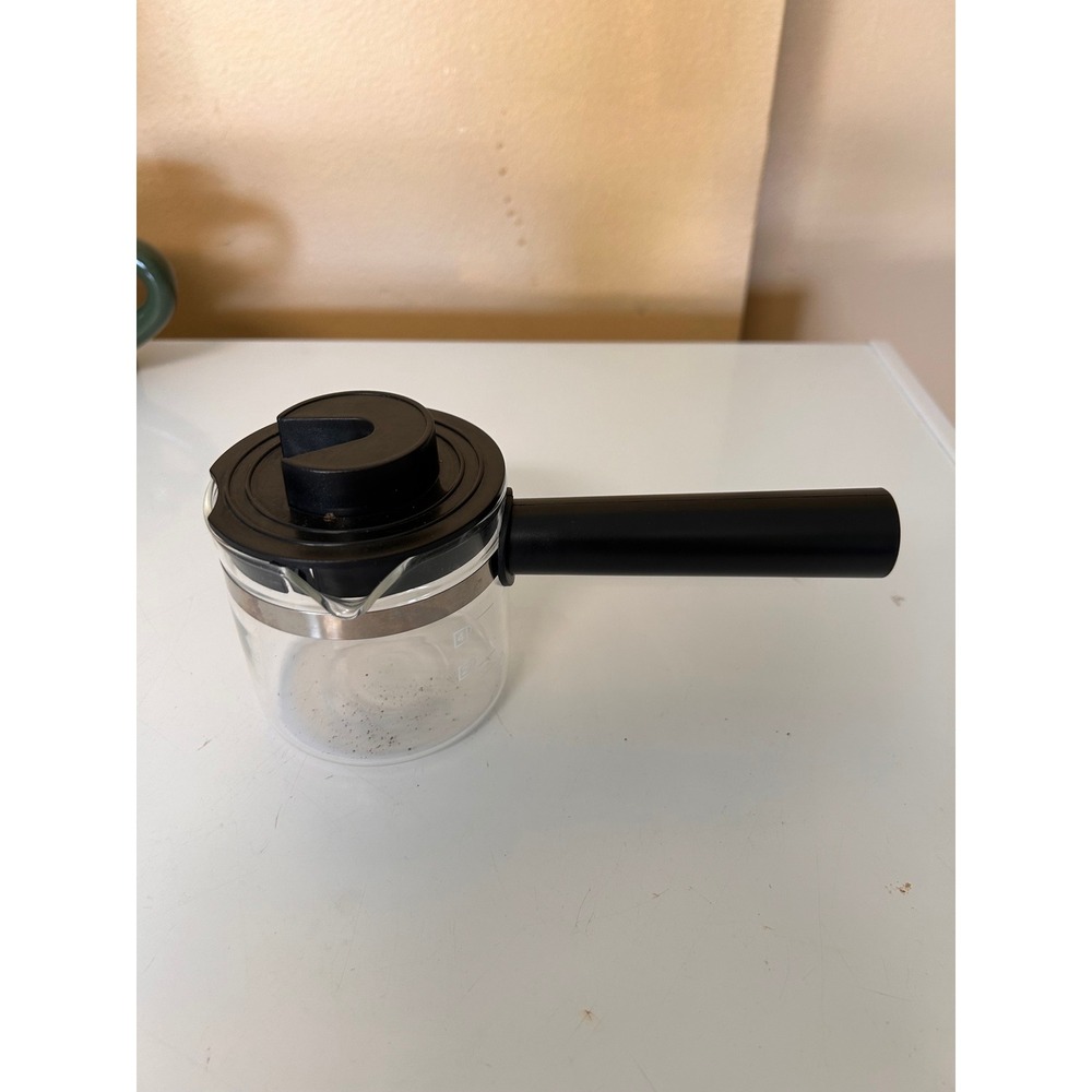 Glass Espresso Carafe Replacement with Black Handle and Lid for Steam Machines